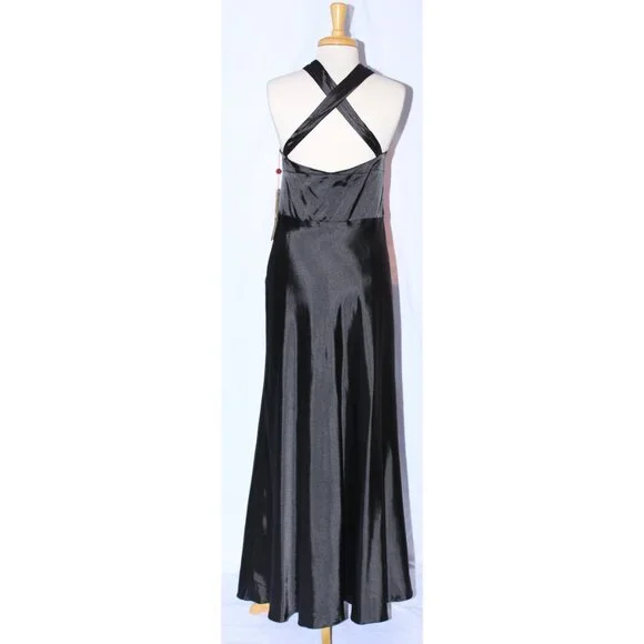 MayQueen #457 Long Satin Formal Prom or Evening Gown-Sizes 16-BLACK-NEW - Picture 2 of 7